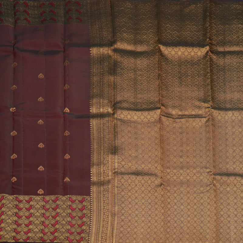 Hayagrivas Handloom Dark Maroon Kanjivaram Silk Saree SSCBF109G6-1