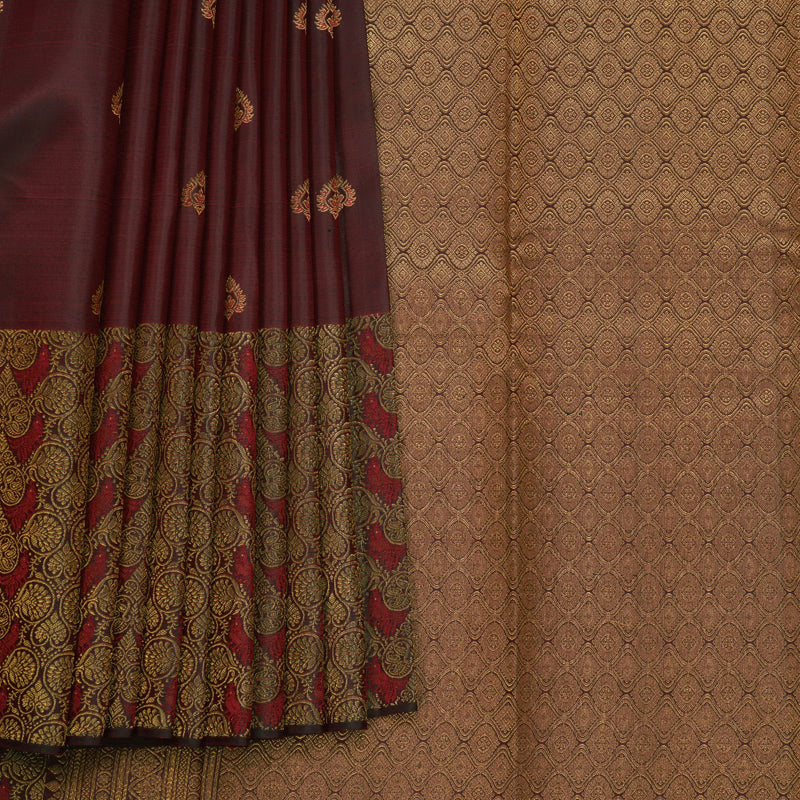 Hayagrivas Handloom Dark Maroon Kanjivaram Silk Saree SSCBF109G6-1