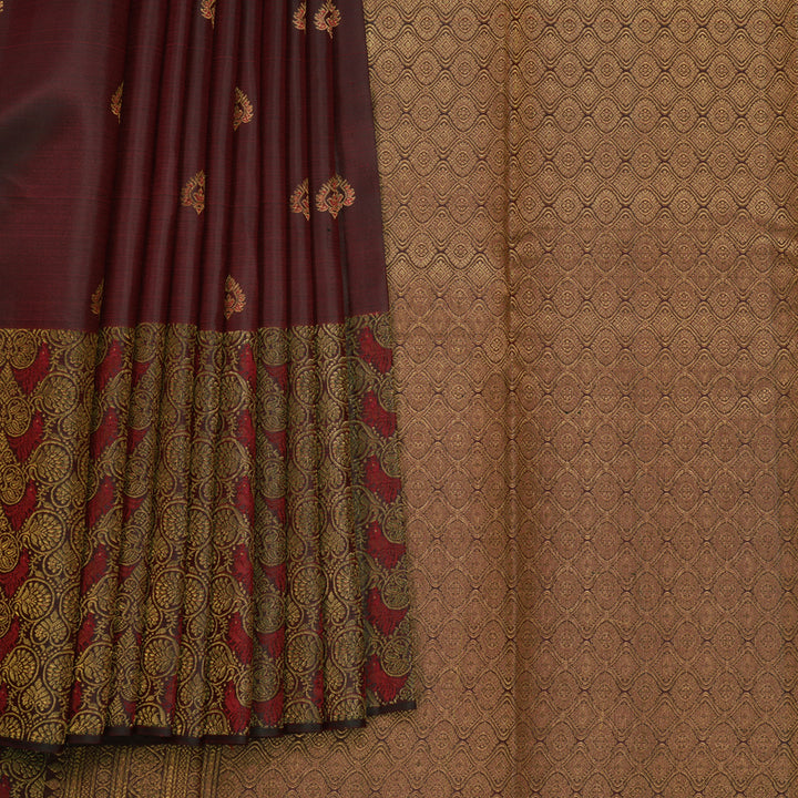 Hayagrivas Handloom Dark Maroon Kanjivaram Silk Saree SSCBF109G6-1