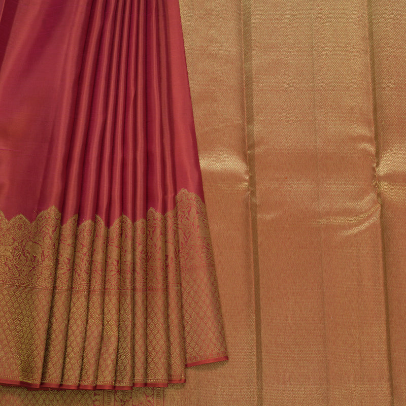 Hayagrivas Handloom Coral Pink Kanjivaram Silk Saree SSCBF109G6-2