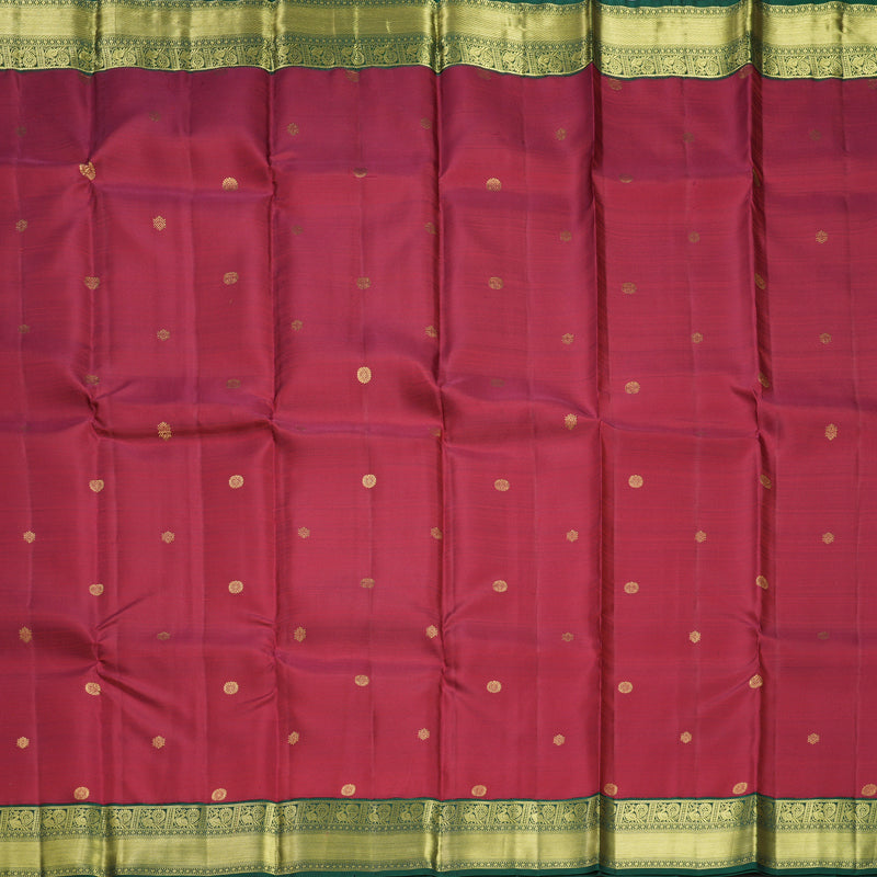 Hayagrivas Handloom Red Kanjivaram Silk Saree with Bottle Green Border SSCBF109G7-1