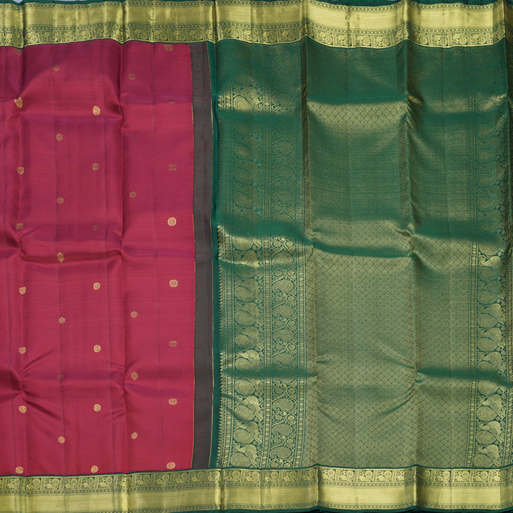 Hayagrivas Handloom Red Kanjivaram Silk Saree with Bottle Green Border SSCBF109G7-1