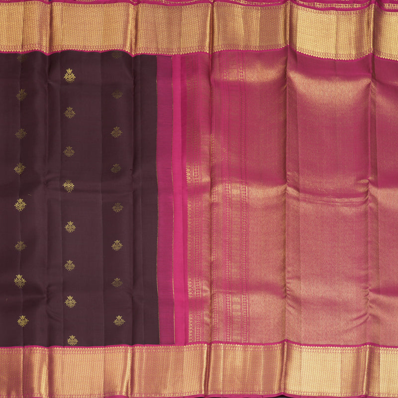 Hayagrivas Handloom Coffee Brown Kanjivaram Silk Saree with Pink Border SSCBF109G9-1