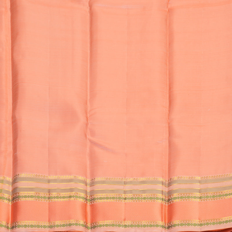 Hayagrivas Handloom Dark Orange Kanjivaram Silk Saree with Peach Pink Border SSCBF122H6-1