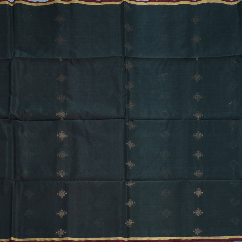 Hayagrivas Dark Grey Kora Silk Cotton Saree SSCBF123H1-3