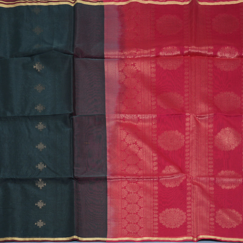 Hayagrivas Dark Grey Kora Silk Cotton Saree SSCBF123H1-3