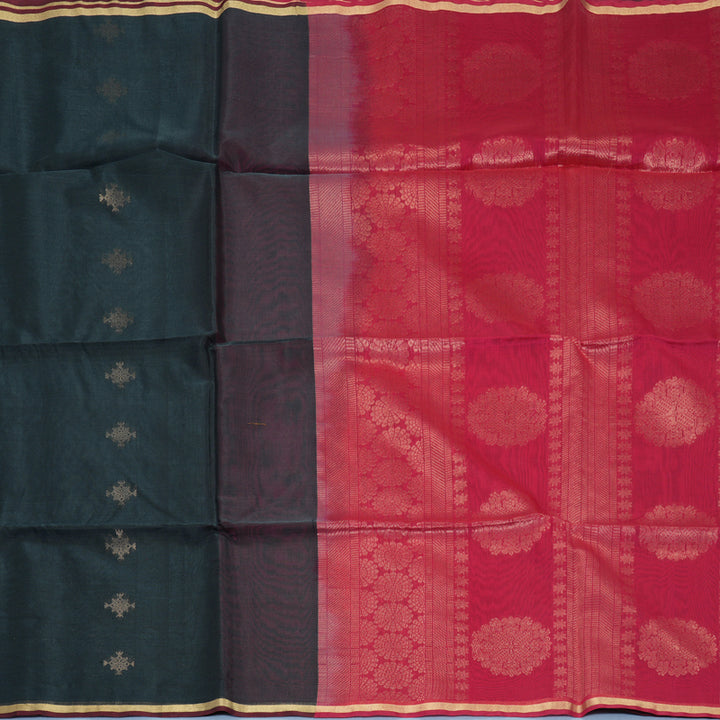 Hayagrivas Dark Grey Kora Silk Cotton Saree SSCBF123H1-3