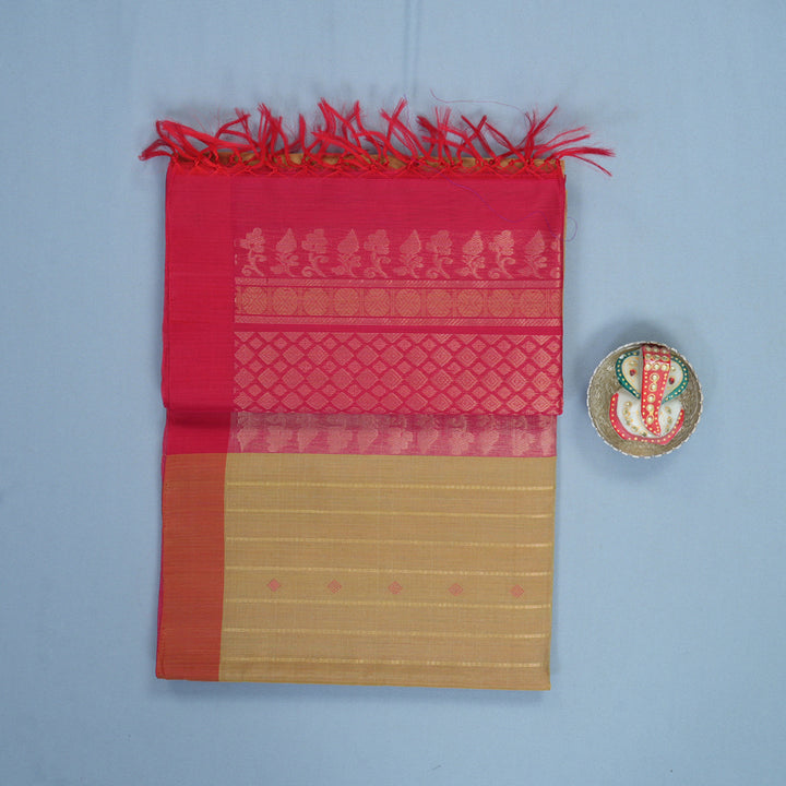 Hayagrivas Sand Brown Kora Silk Cotton Saree SSCBF123H15-1