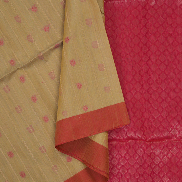 Hayagrivas Sand Brown Kora Silk Cotton Saree SSCBF123H15-1