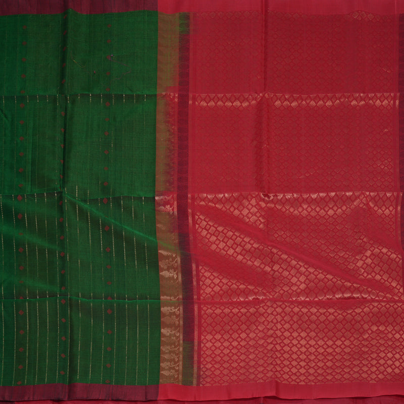 Hayagrivas Bottle Green Kora Silk Cotton Saree SSCBF123H15-3