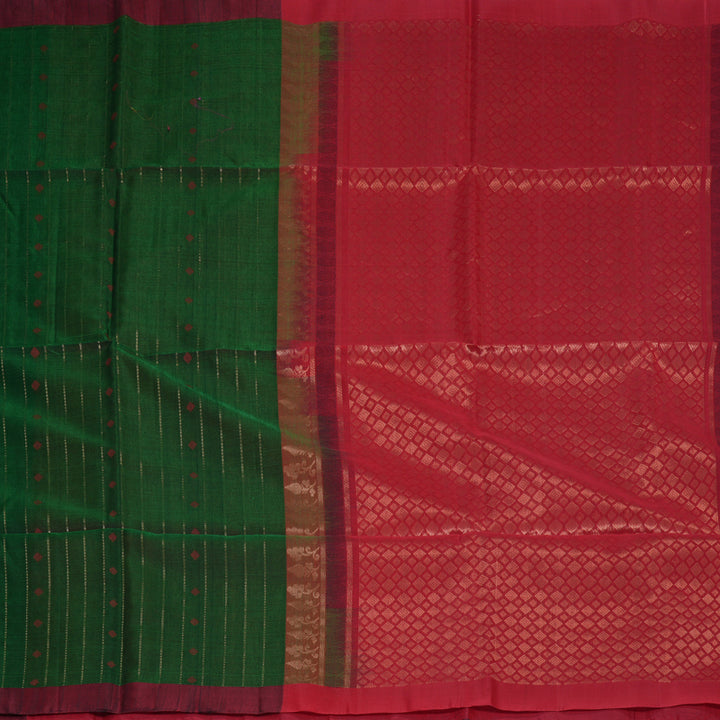 Hayagrivas Bottle Green Kora Silk Cotton Saree SSCBF123H15-3