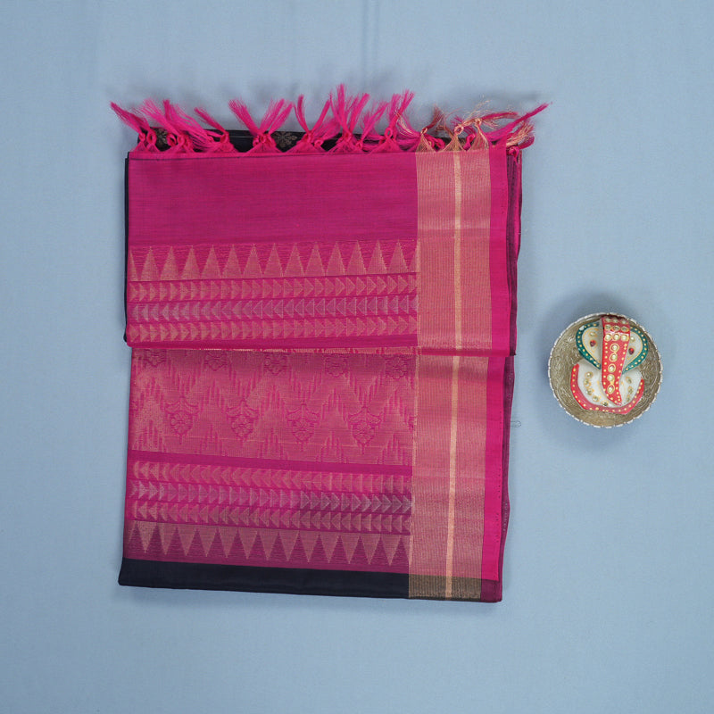Hayagrivas Deep Navy Blue Kora Silk Cotton Saree SSCBF123H17-2