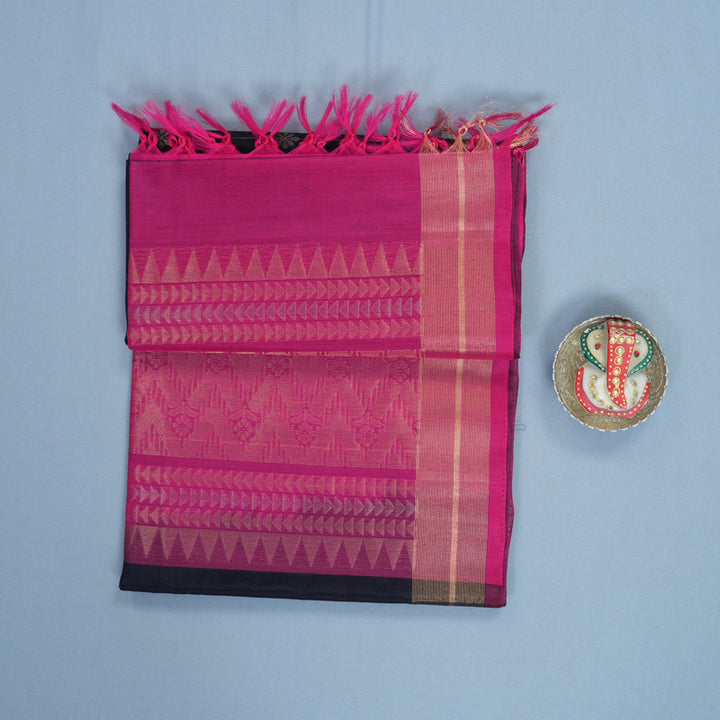 Hayagrivas Deep Navy Blue Kora Silk Cotton Saree SSCBF123H17-2