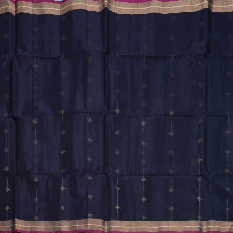 Hayagrivas Deep Navy Blue Kora Silk Cotton Saree SSCBF123H17-2