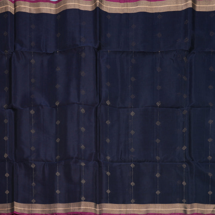 Hayagrivas Deep Navy Blue Kora Silk Cotton Saree SSCBF123H17-2