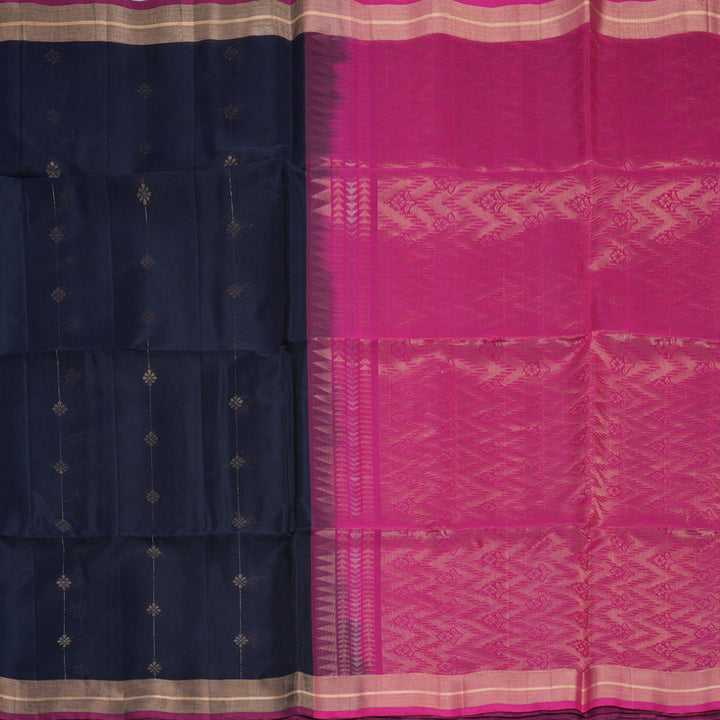 Hayagrivas Deep Navy Blue Kora Silk Cotton Saree SSCBF123H17-2