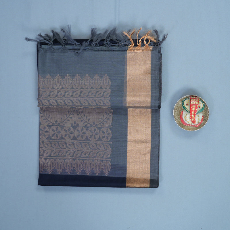 Hayagrivas Navy Blue Kora Silk Cotton Saree SSCBF123H22-1