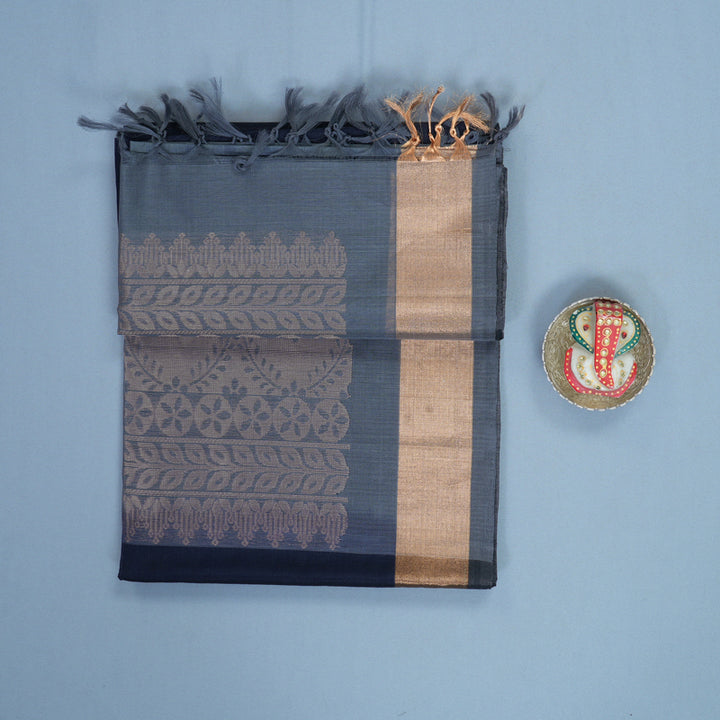 Hayagrivas Navy Blue Kora Silk Cotton Saree SSCBF123H22-1