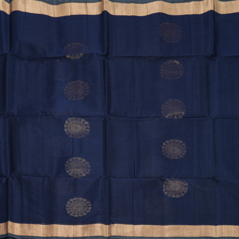 Hayagrivas Navy Blue Kora Silk Cotton Saree SSCBF123H22-1