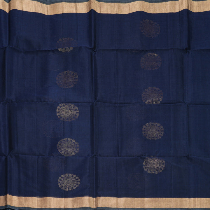 Hayagrivas Navy Blue Kora Silk Cotton Saree SSCBF123H22-1
