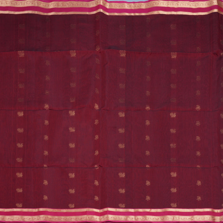 Hayagrivas Maroon Kora Silk Cotton Saree SSCBF123H26-1