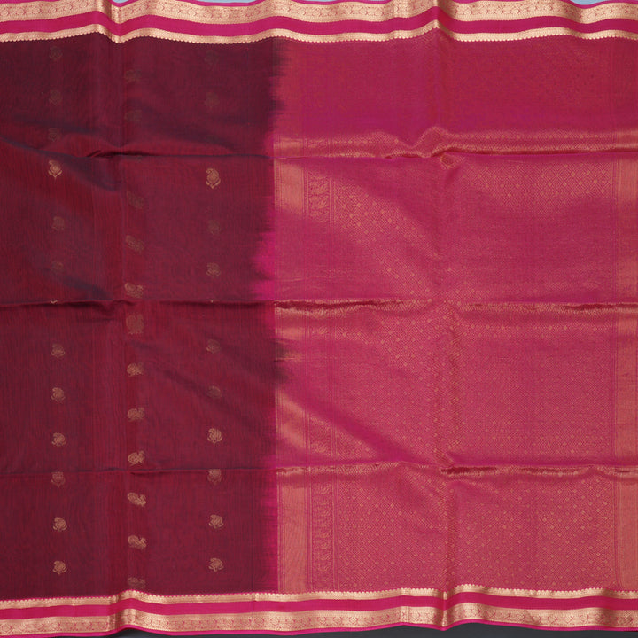 Hayagrivas Maroon Kora Silk Cotton Saree SSCBF123H26-1