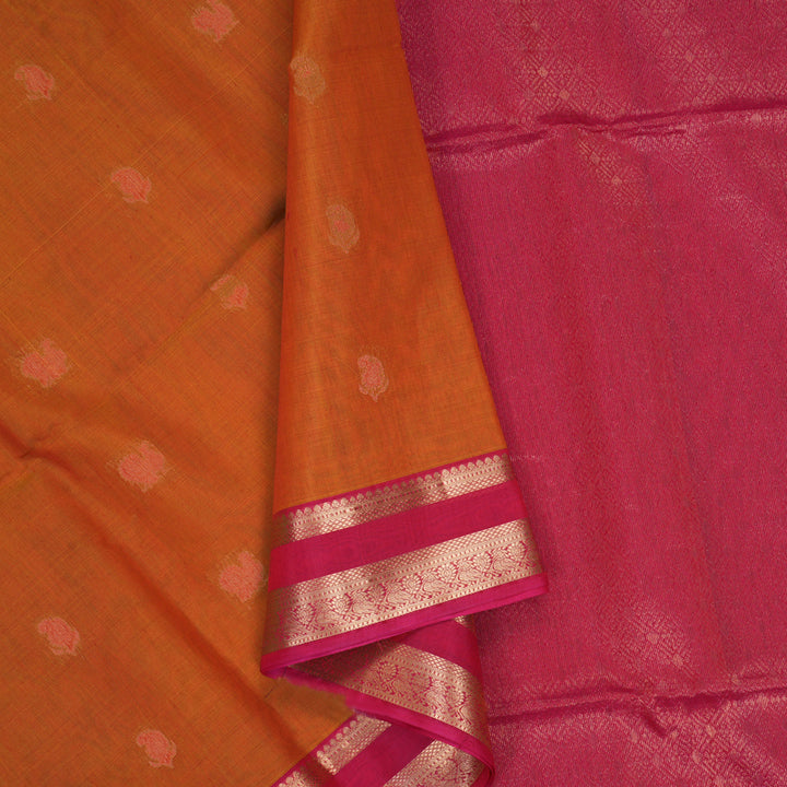 Hayagrivas Golden Orange Kora Silk Cotton Saree SSCBF123H26-2