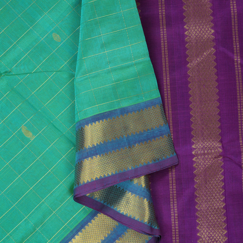 Hayagrivas Sea Green Pure Silk Cotton Saree SSCBF13D12-5