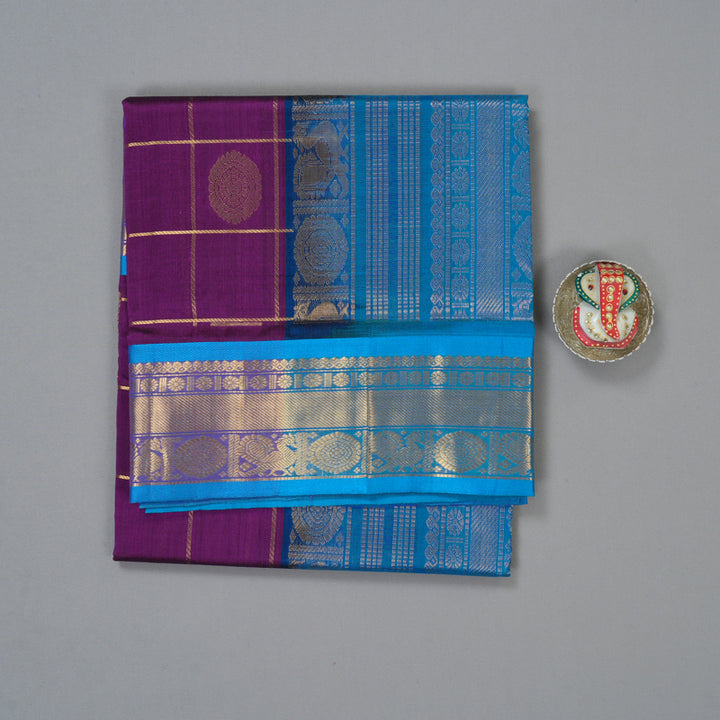 Hayagrivas Purple Pure Silk Cotton Saree SSCBF13D14-5