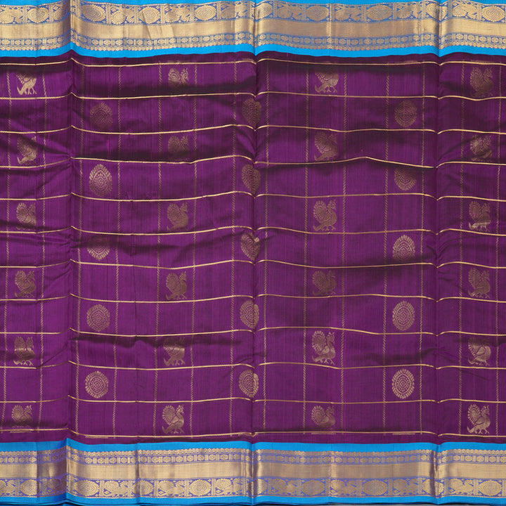 Hayagrivas Purple Pure Silk Cotton Saree SSCBF13D14-5