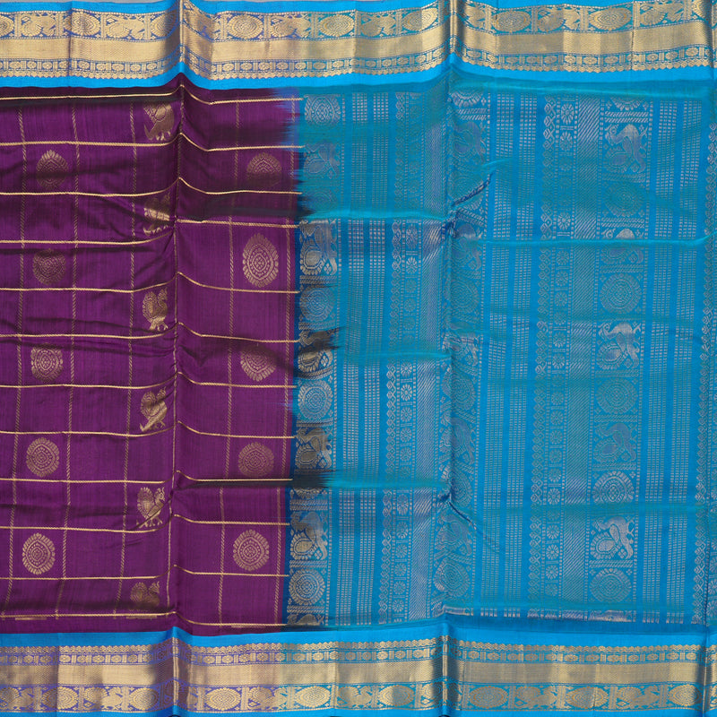 Hayagrivas Purple Pure Silk Cotton Saree SSCBF13D14-5