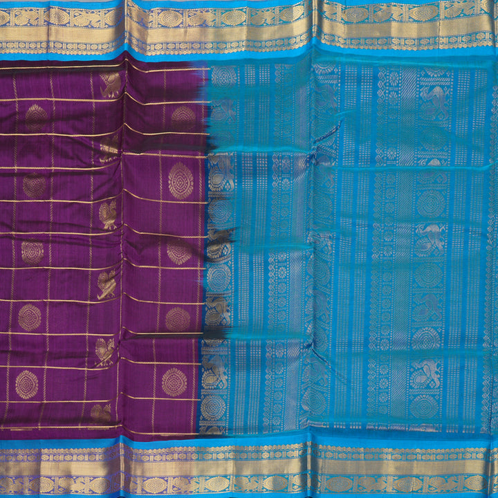 Hayagrivas Purple Pure Silk Cotton Saree SSCBF13D14-5