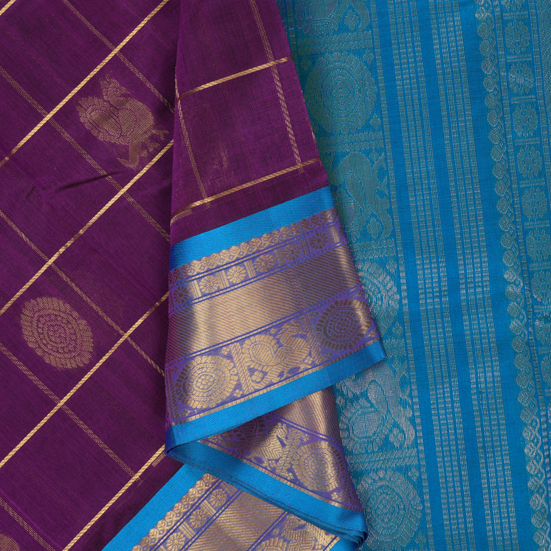 Hayagrivas Purple Pure Silk Cotton Saree SSCBF13D14-5
