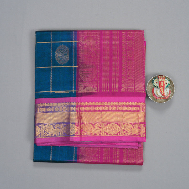 Hayagrivas Peacock Blue Pure Silk Cotton Saree SSCBF13D14-8