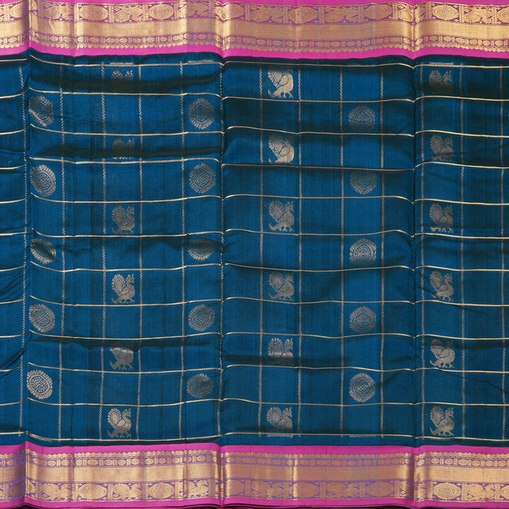 Hayagrivas Peacock Blue Pure Silk Cotton Saree SSCBF13D14-8
