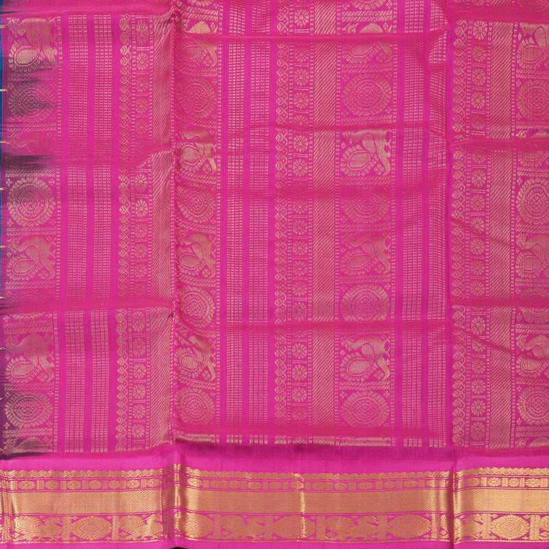 Hayagrivas Peacock Blue Pure Silk Cotton Saree SSCBF13D14-8