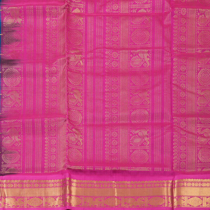 Hayagrivas Peacock Blue Pure Silk Cotton Saree SSCBF13D14-8