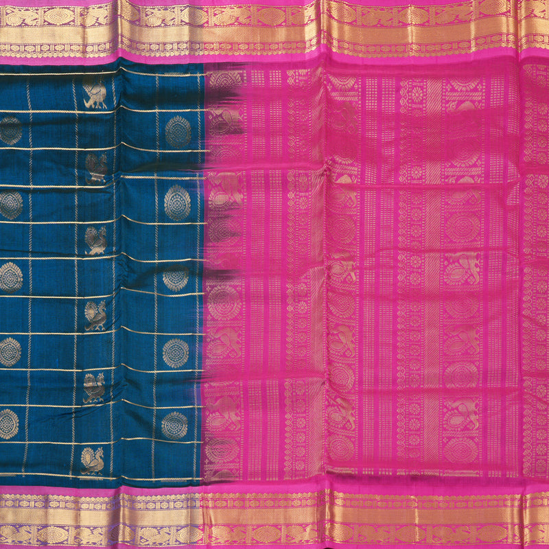 Hayagrivas Peacock Blue Pure Silk Cotton Saree SSCBF13D14-8