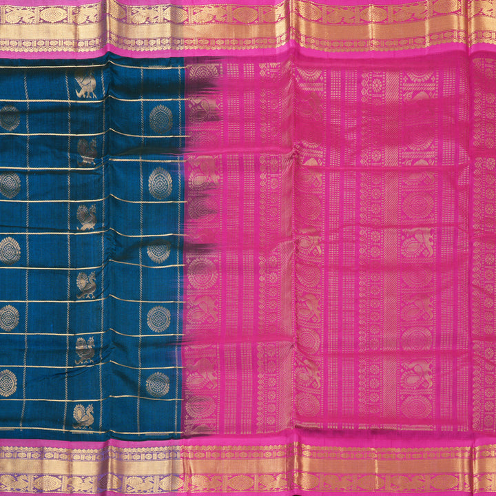 Hayagrivas Peacock Blue Pure Silk Cotton Saree SSCBF13D14-8