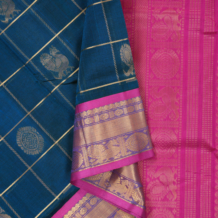 Hayagrivas Peacock Blue Pure Silk Cotton Saree SSCBF13D14-8