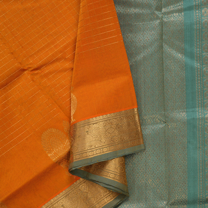 Hayagrivas Orange Pure Silk Cotton Saree SSCBF13D15-4