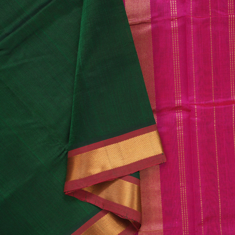 Hayagrivas Bottle Green Pure Silk Cotton Saree SSCBF13D2-3
