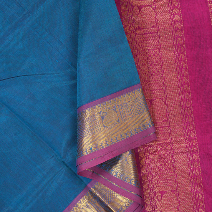 Hayagrivas Blue Pure Silk Cotton Saree SSCBF13D3-21