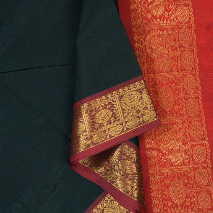 Hayagrivas Bottle Green Pure Silk Cotton Saree SSCBF13D3-27
