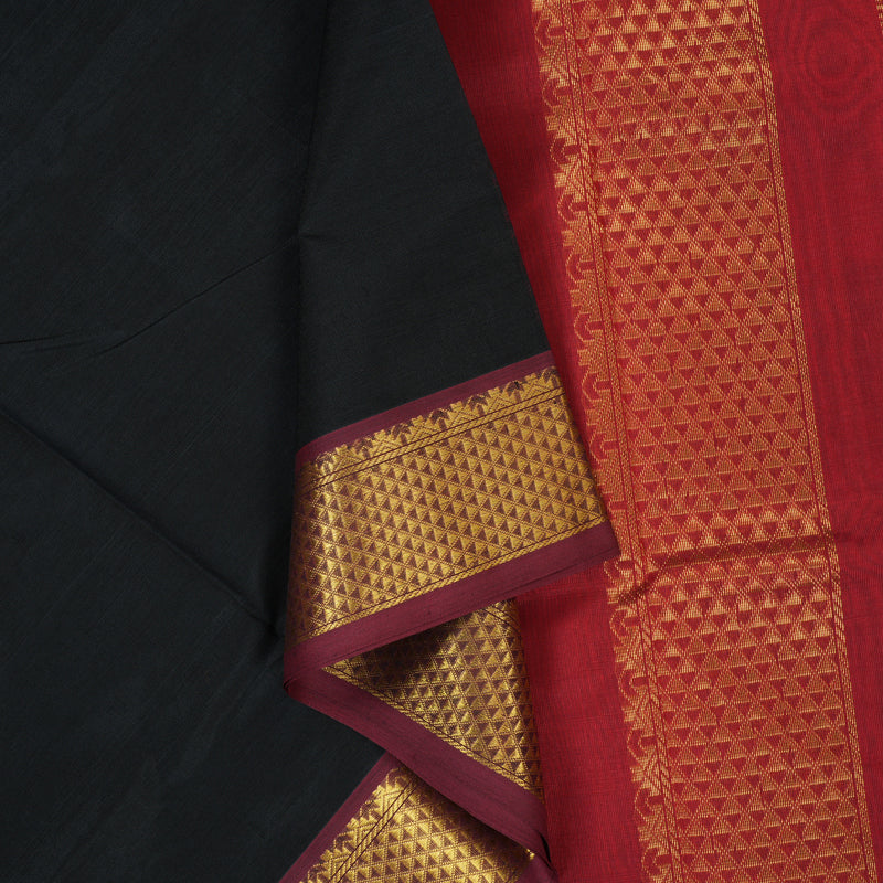 Hayagrivas Black Pure Silk Cotton Saree SSCBF13D3-44