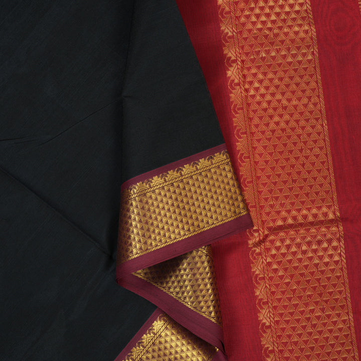 Hayagrivas Black Pure Silk Cotton Saree SSCBF13D3-44