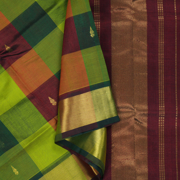 Hayagrivas Multicolour Checks Pure Silk Cotton Saree SSCBF13D7-10