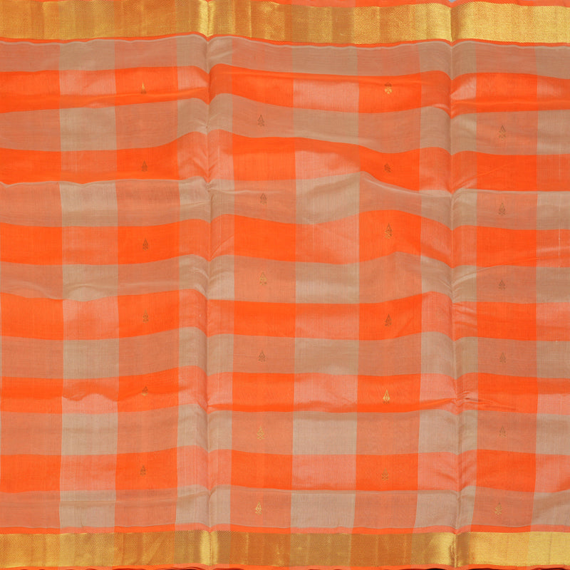 Hayagrivas Orange & Beige Checks Pure Silk Cotton Saree SSCBF13D7-12