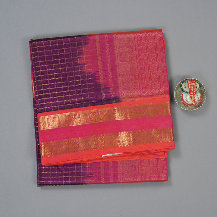 Hayagrivas Purple Pure Silk Cotton Saree SSCBF14D1-1