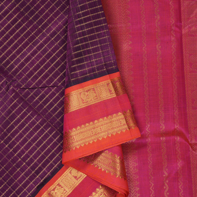 Hayagrivas Purple Pure Silk Cotton Saree SSCBF14D1-1
